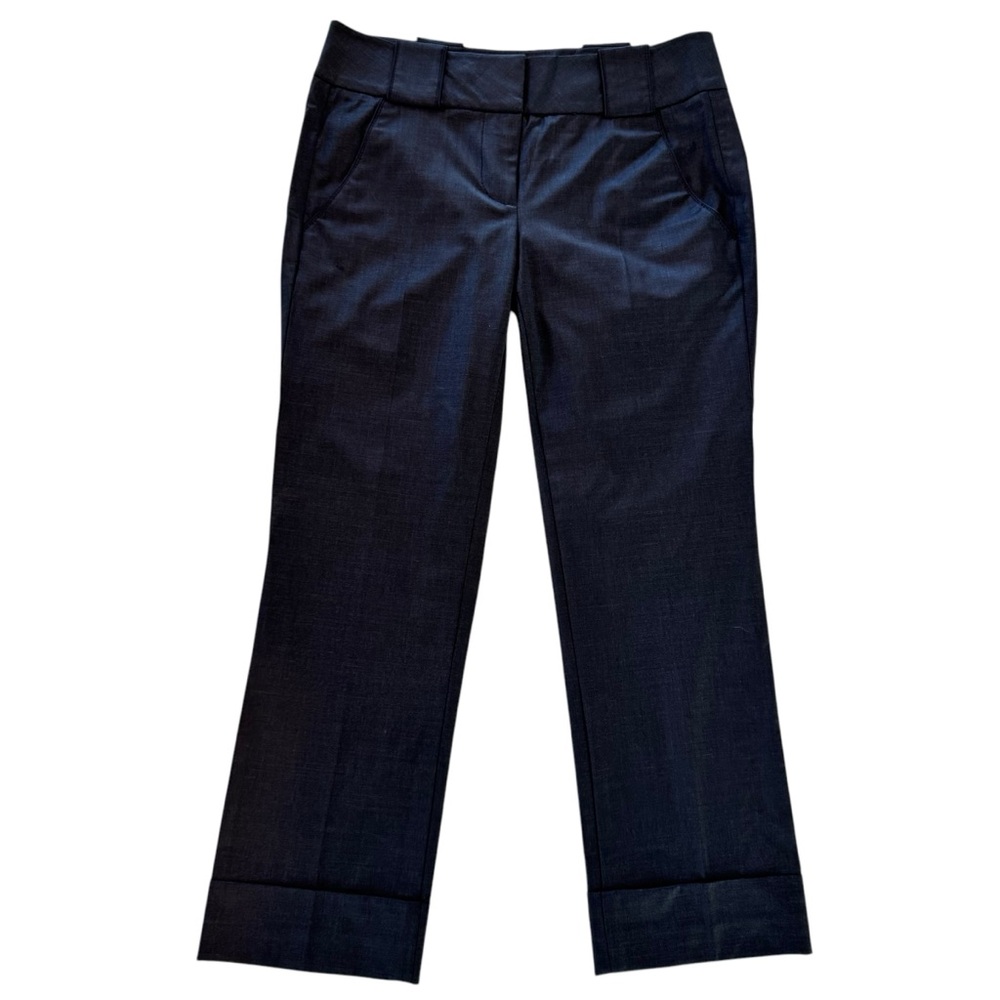 Bebe Wool Cropped Cuffed Dress Pants Womens 2 Dark Gray Straight Trouser Pockets